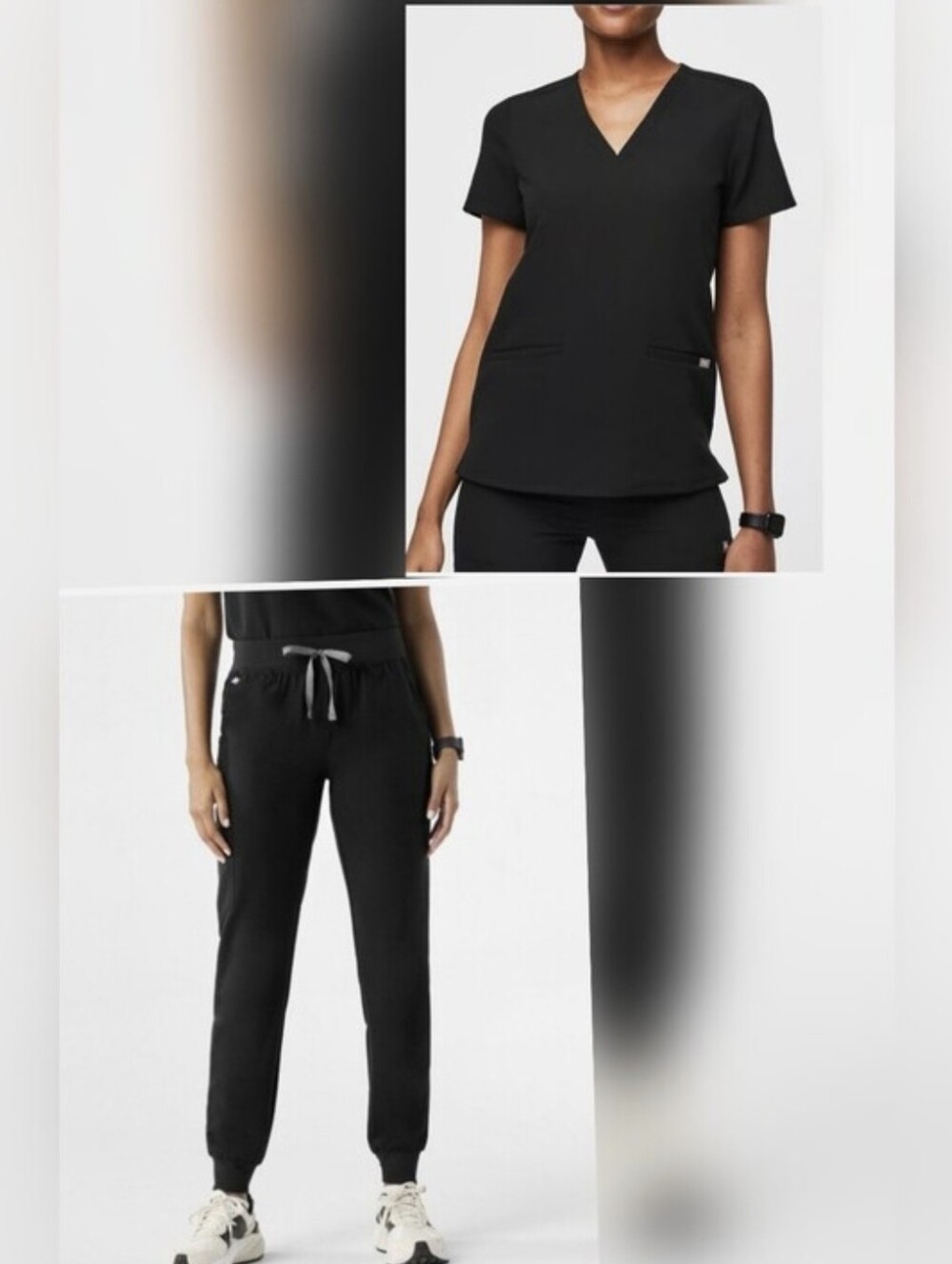Figs Set of Black Zamora Joggers & Casma Scrub Top Siz XS